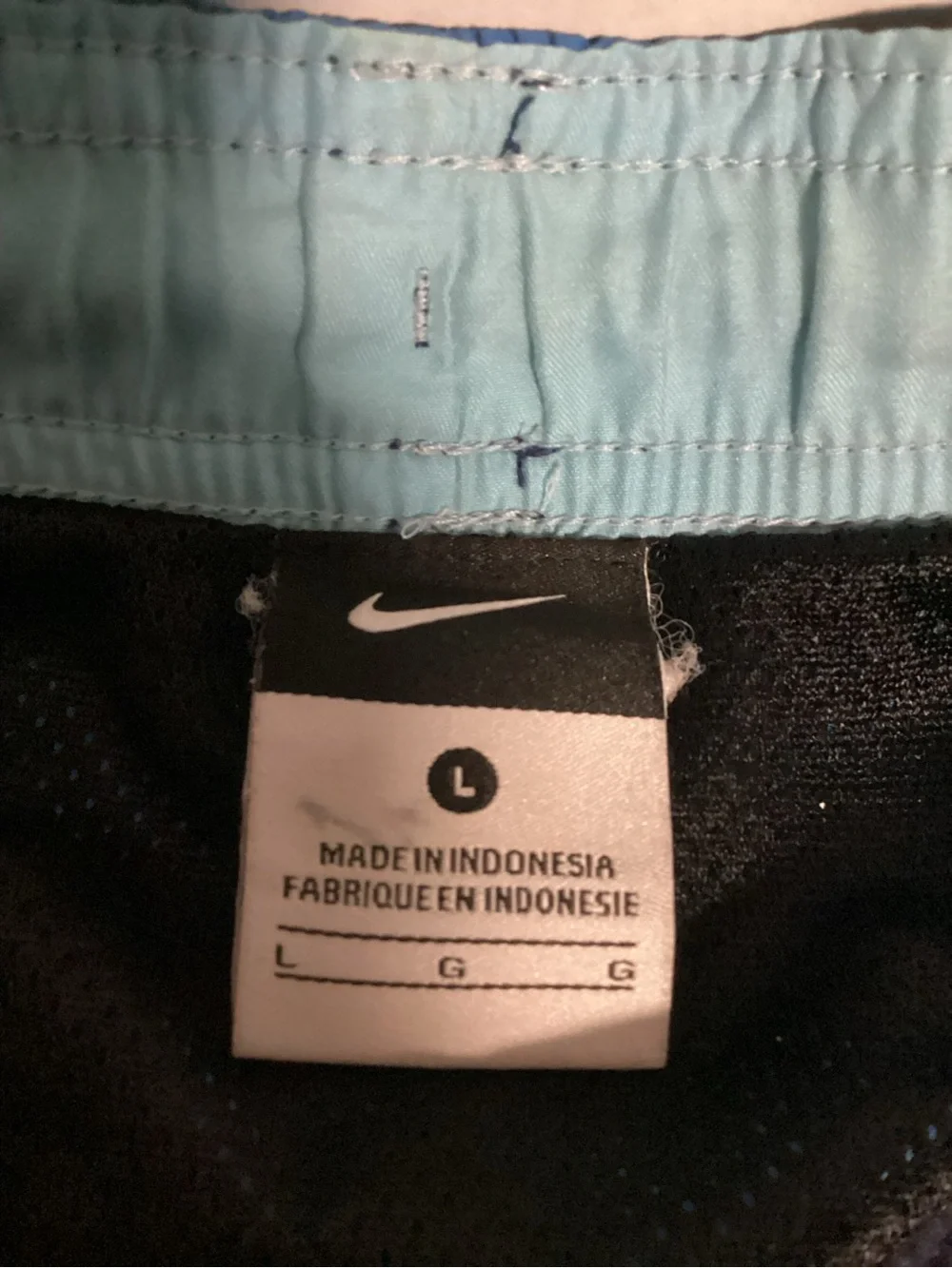 Nike Men’s Blue Navy Aqua Patterned Swim Trunks